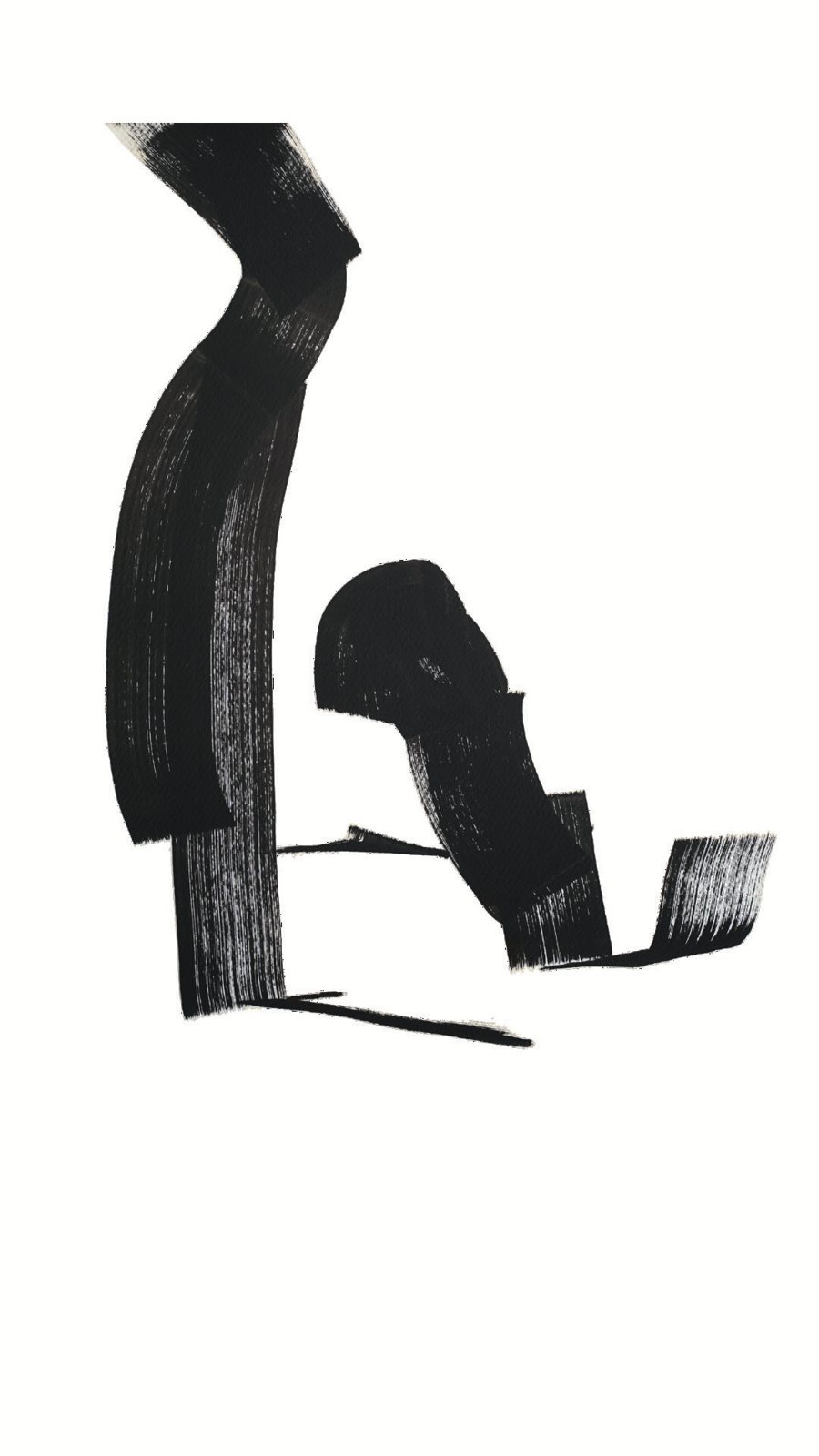 Black brush abstract on white paper