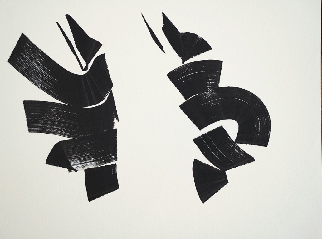 Black geometric brush shapes