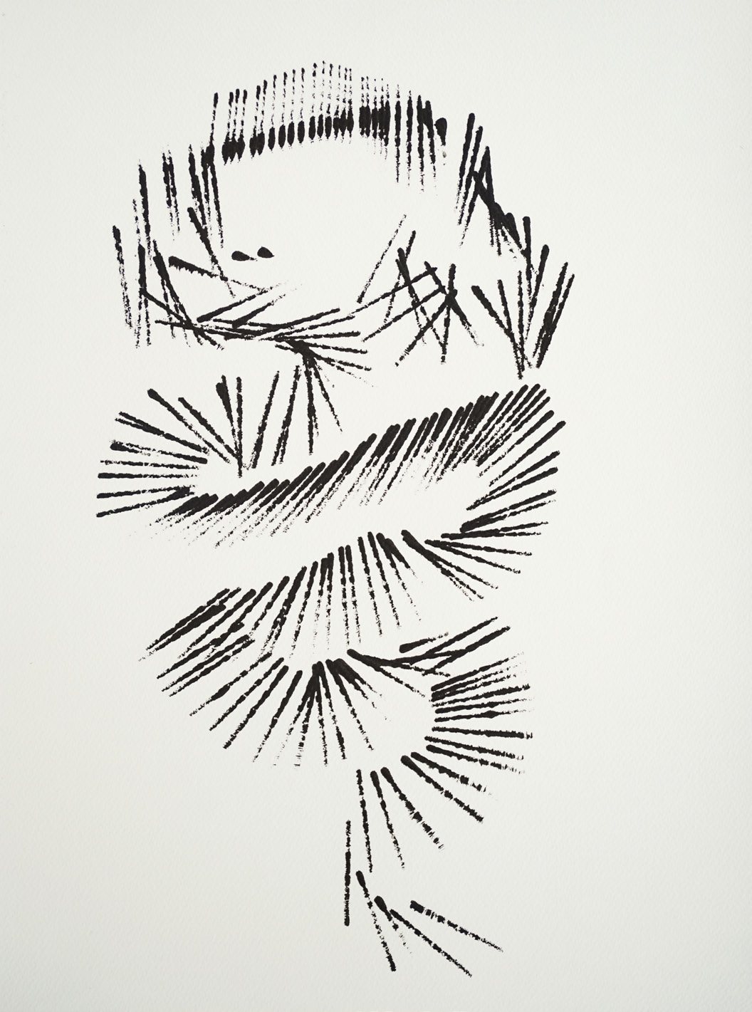 Face drawn in scribbled ink