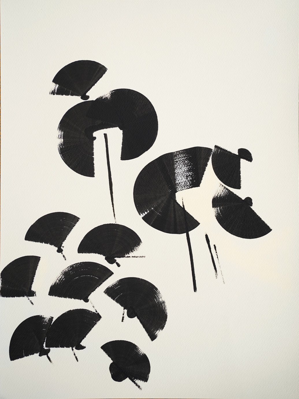 Ginkgo forms in black ink