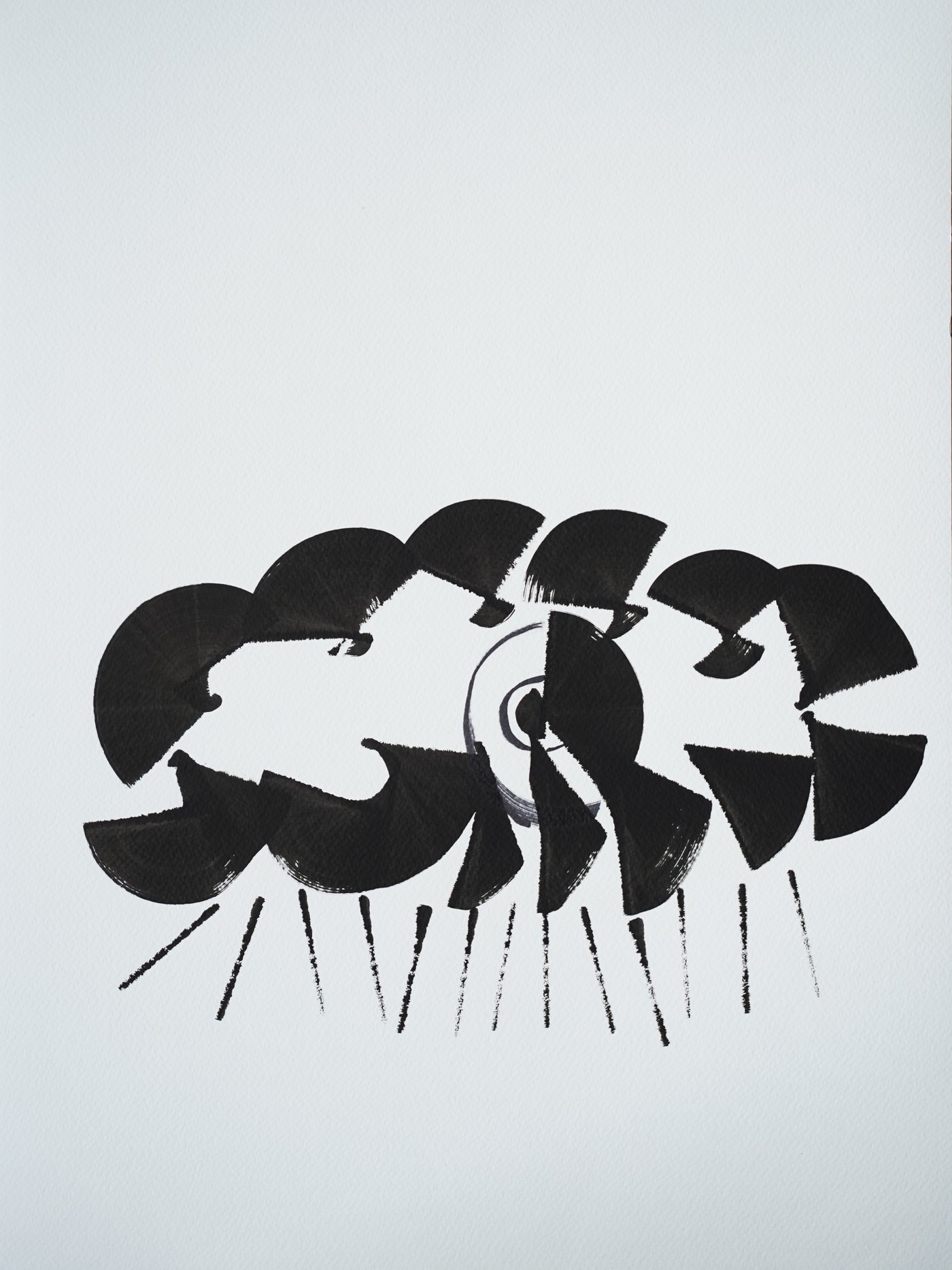 Series 0016, black ink on white paper by Mohammed Ismail