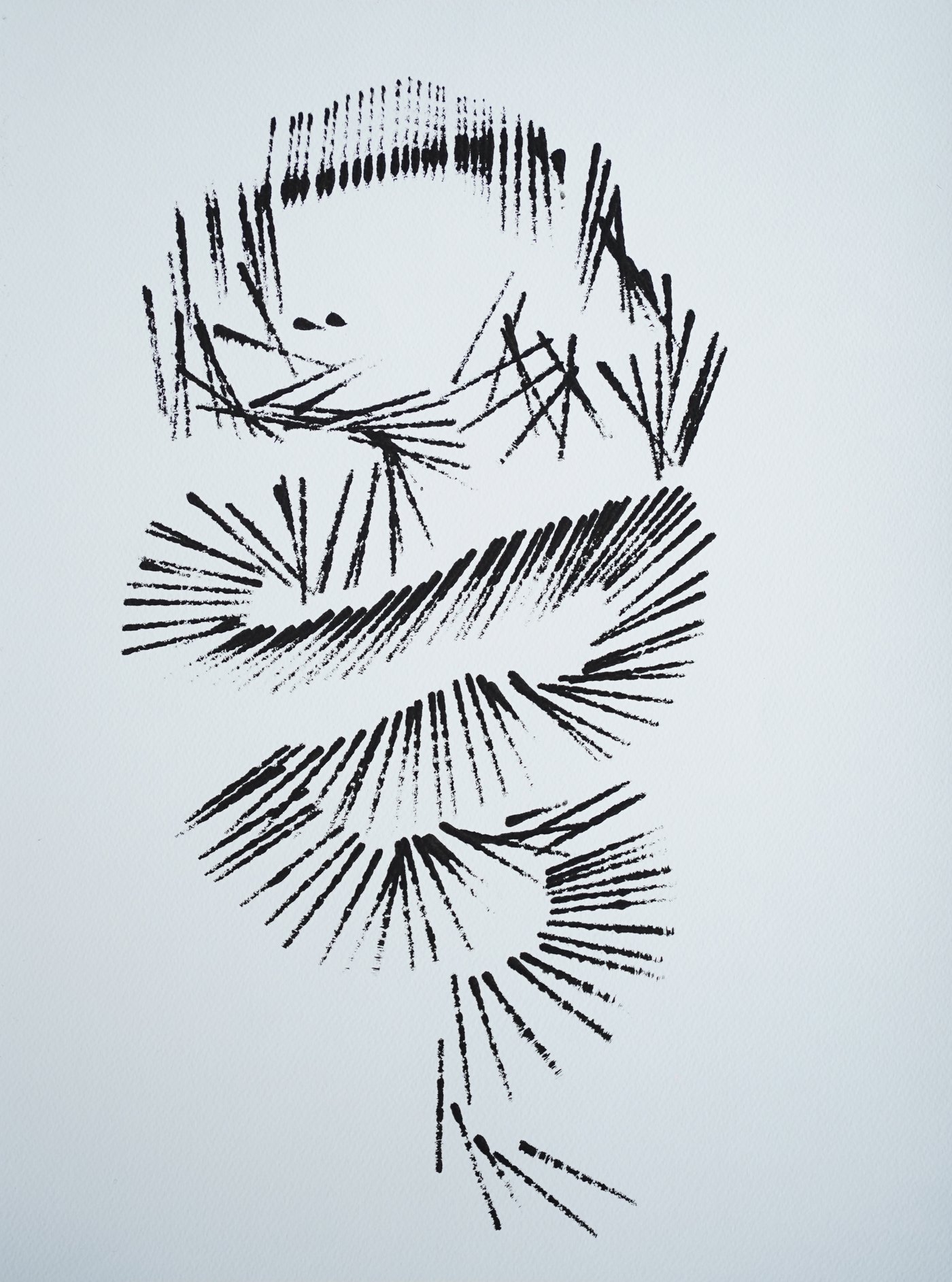 Series 0028, black ink on white paper by Mohammed Ismail